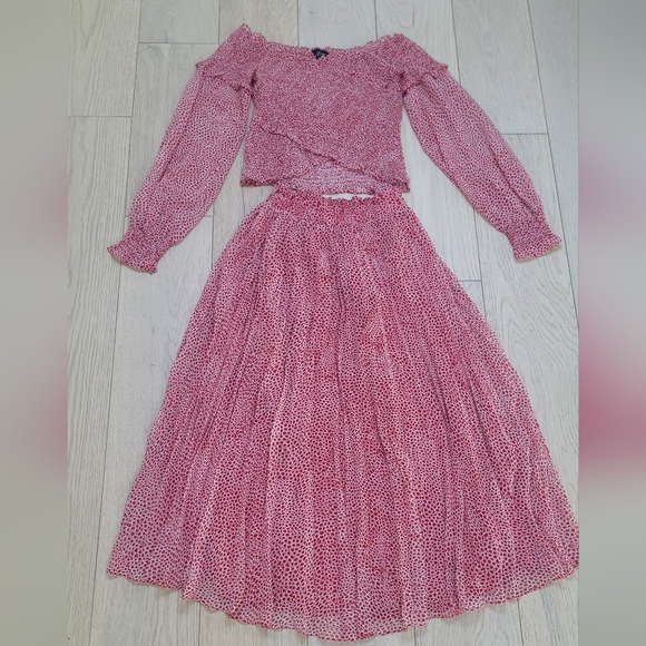 Lucy Paris Pink Printed Off-Shoulder Maxi Skirt - Picture 2 of 3